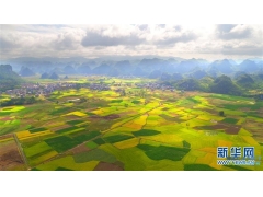 鸟瞰湖南江永田园秋景 丰收的田园画卷